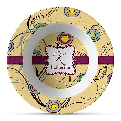 Personalized Ovals & Swirls Plastic Bowl - Microwave Safe - Composite Polymer