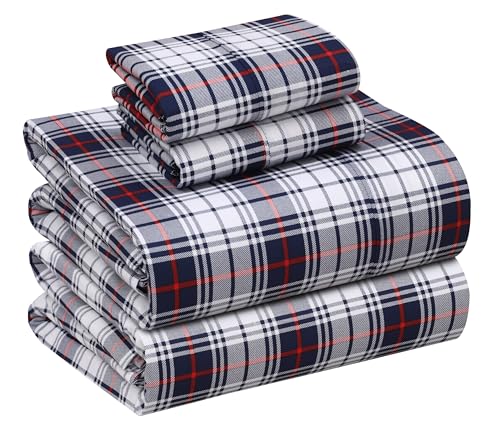 RUVANTI 100% Cotton California King Sheets, Percale Sheet Set, Prussian