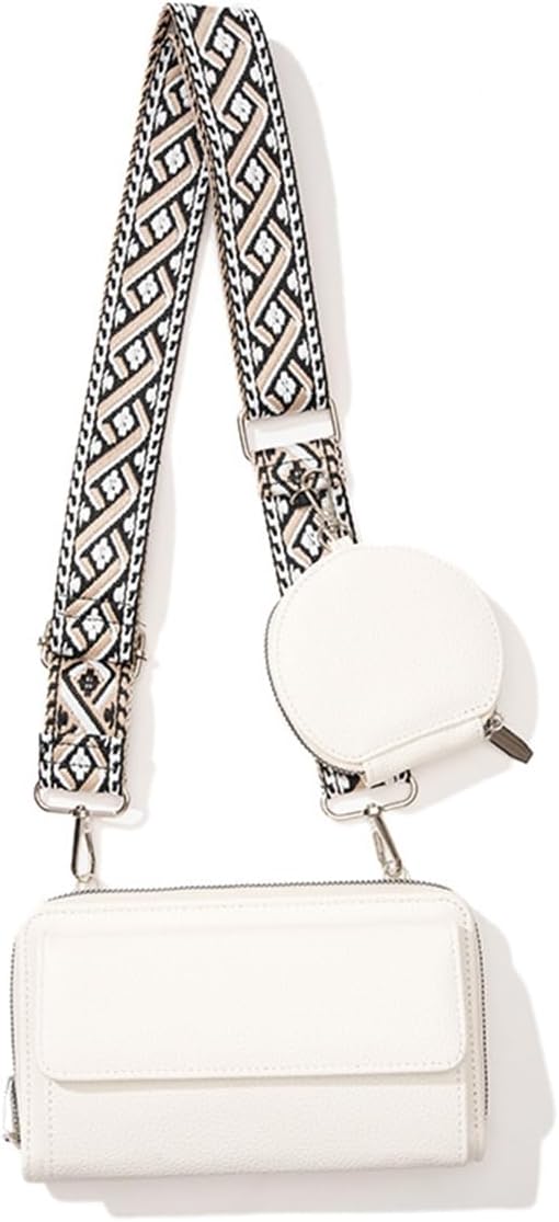 Cell Phone Crossbody Lanyard with Zipper Pouch PU Leather Crossbody Phone Bags Purses with Strap Wallet