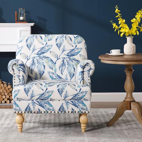 Livingroomaccentchairlinenupholsteredreadingchairwitharmssmallsofachairforloungebedroomcornernookdormbluepattern Urban Country Home Decor Living room accent chair linen upholstered reading chair with arms small sofa chair for lounge bedroom corner nook dorm blue pattern urban country home decor