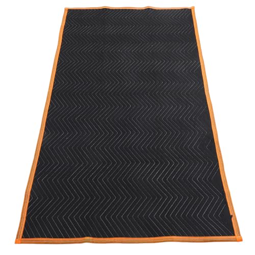 SHOWERORO Manta para Mudanzas Grande Acolchada Negra Borde Naranja Protector para Muebles y Embalaje Resistente para Transporte Multiusos para Sofás Coches y Pisos