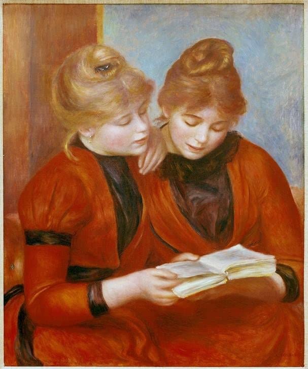 Toile Les Deux Sœurs de Renoir impression d'affiches portrait d'art mural 60x90cm