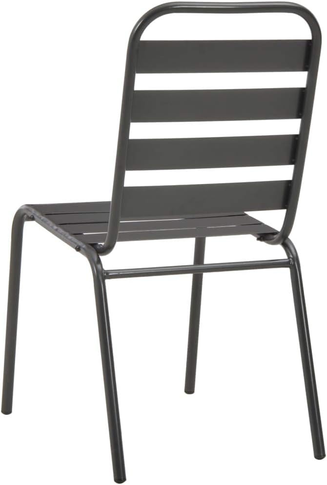 Stackable Patio Chairs 2 pcs,Bistro Chairs,Lounge Chairs,Lawn Chairs,Camping Chair,Beach Chairs,Poolside Chairs,Indoor Chair,Slatted Design,for Lawn,Garden,Backyard,Poolside,Porch,Steel Gray