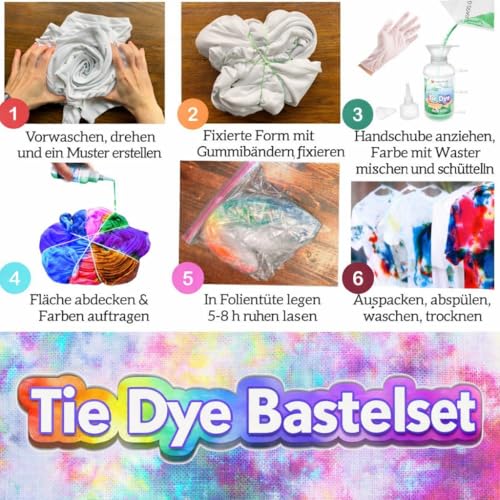 Desire Deluxe Tie Dye Kit – Farben Textilfarbe für Kleidung Permanent, Baumwolle – Kreatives Bastelset mit Farbpulver & Zubehör (9-Farben-Set)