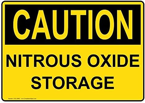 ymot101 Osha Caution Nitrous Oxide Storage Vinyl Stickers Signs Self-adhesive Lables Sticker Decal Signs Novelty Funny 5 X 3.50 In Yellow,