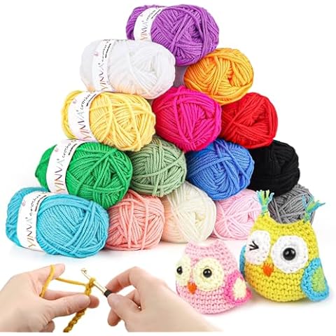 YINVA 15 Pcs Multi-Colour Crochet Yarn Set Cover