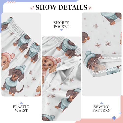 ZZXXB Lovely Dachshund Snow Boys Long Pants Soft Trousers Elastic Waist Kids Lounge Bottoms with Pockets S-XL4