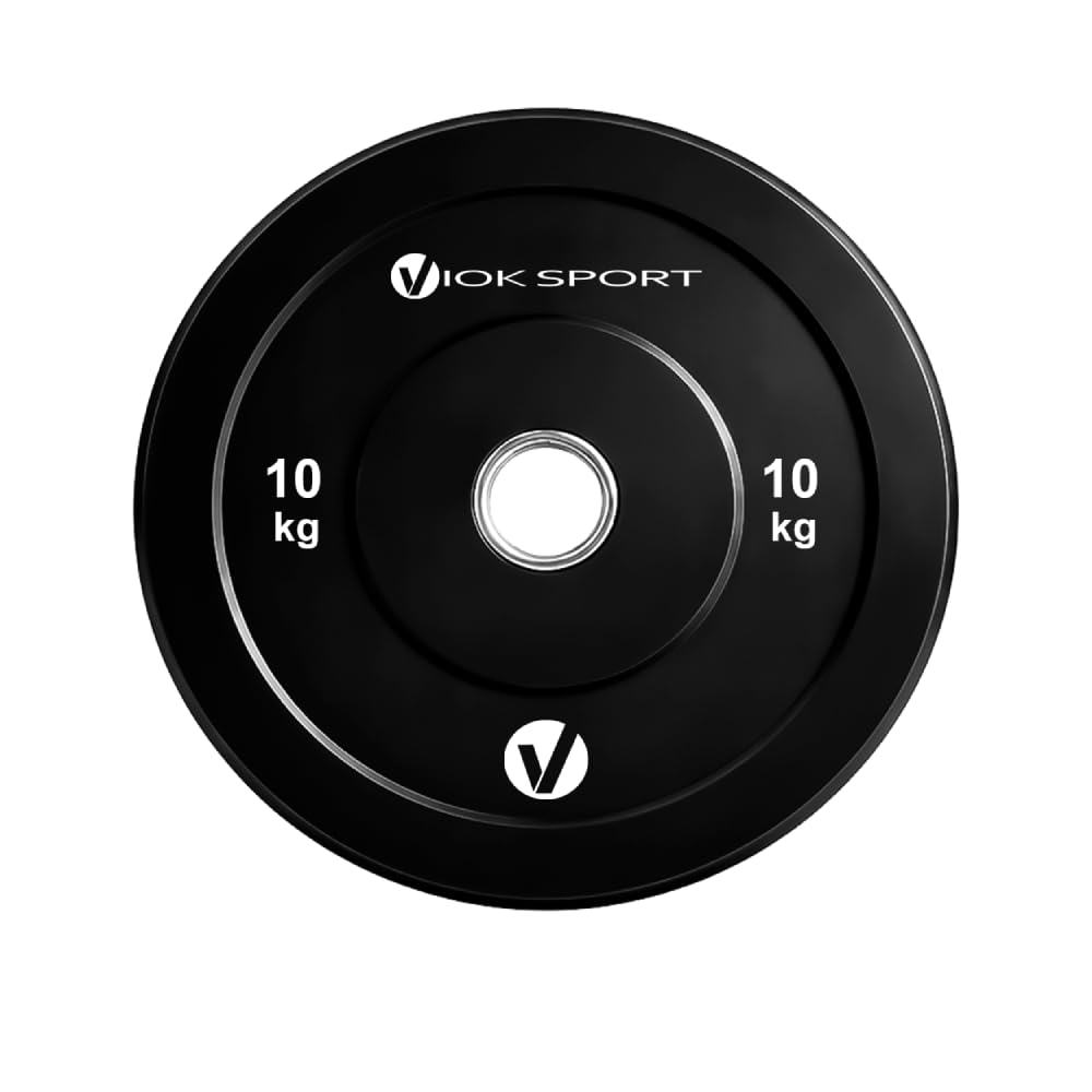 Disco Bumper Olímpico Viok Sport - Caucho Resistente - Entrenamiento de Fuerza y Musculación - Diámetro de 50 mm - Disponibles en 5, 10, 15, 20 y 25 kg
