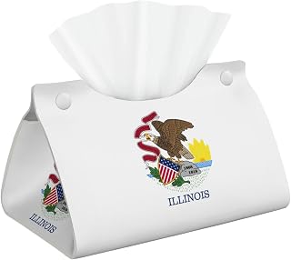 Illinois State Flag Print Long Tissue Box, Foldable Decorative Container for Home/Office/Car, Easy Clean