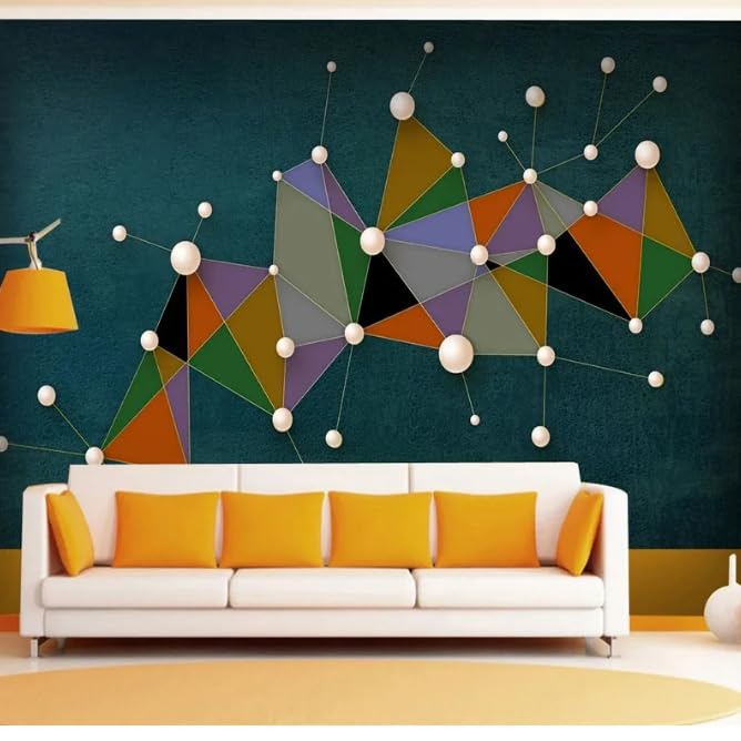 Papier peint photo 3D géométrique moderne or 350x256 cm