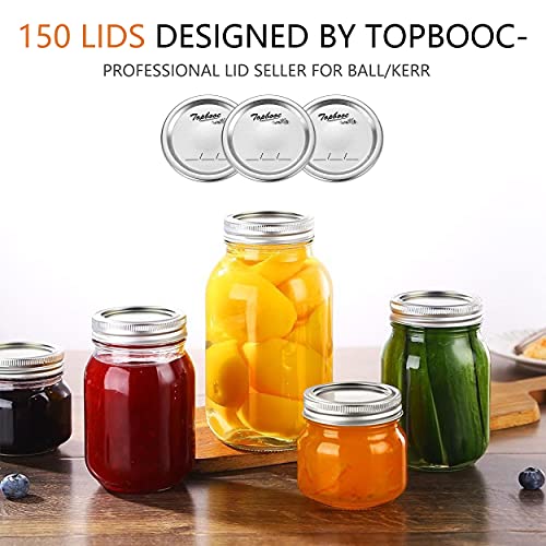 150 - Count,Regular Mouth Canning Lids For Ball, Kerr Jars - Split-Type Metal Mason Jar Lids For Canning - Food Grade Material, 100% Fit & Airtight For Regular Mouth Jars #TOP4