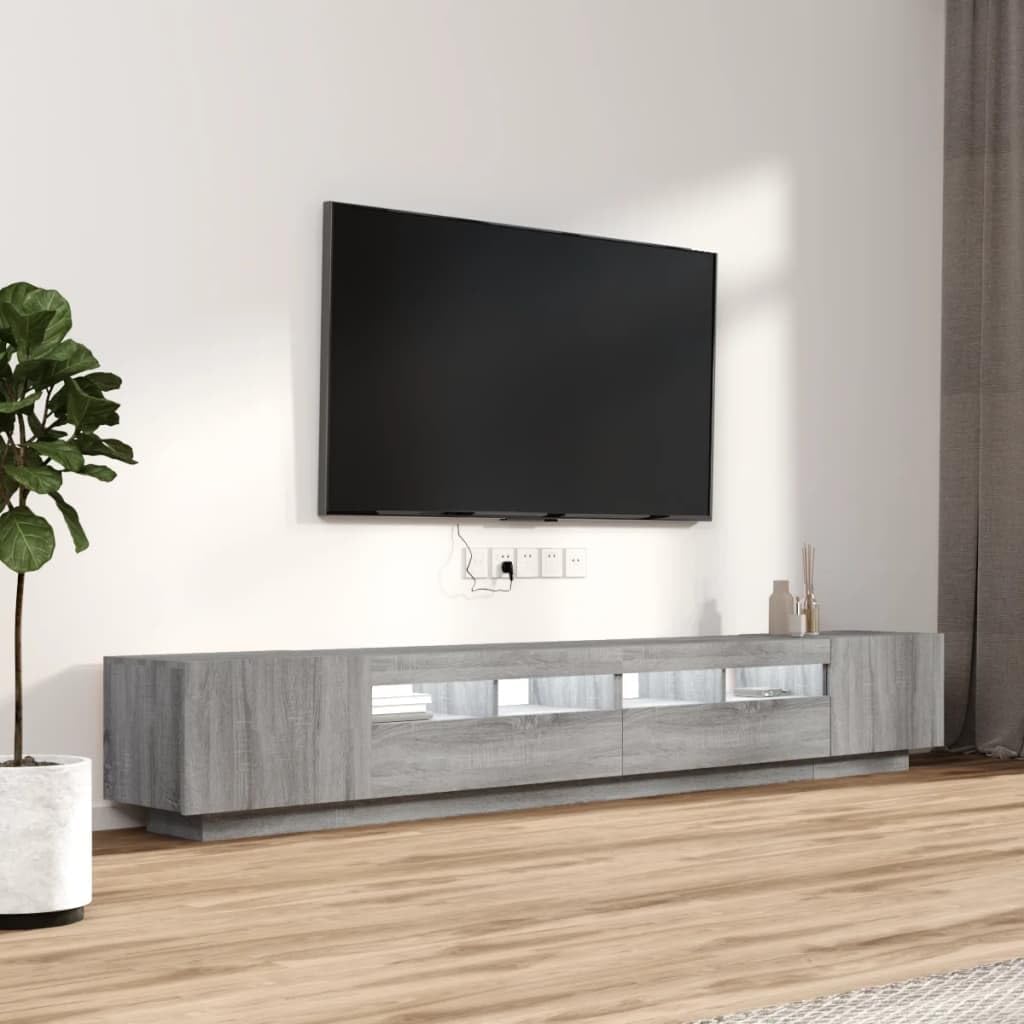 Set Muebles TV con Leds 3 pzas Madera contrachapada Gris Sonoma