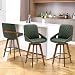 Bar Height Bar Stools Set of 3, Mid Century Modern Retro Swivel Bar Chairs, Furniture with Curved Back, Faux Leather Upholstered and Walnut Wood Frame for Bar/Pub/Island (Green, 29.5"-3 PCS)