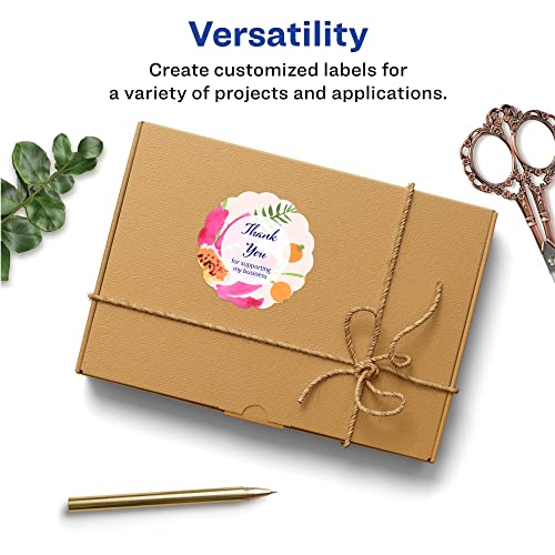 Avery Scallop 2.5 Inch Round Labels With Sure Feed For Laser & Inkjet Printers, 90 White Labels (8218) #TOP1