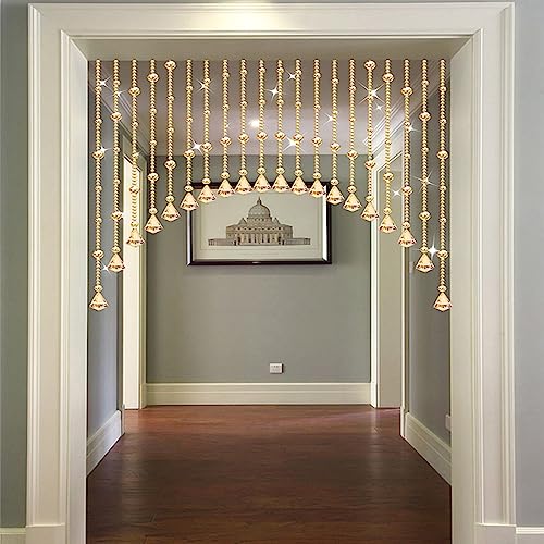 Cortinas de hilo dorado con cuentas de cristal de 20 tiras para puerta moderna 3