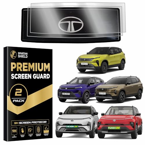 Image of SPARTAN SHIELD {2 PACK} STEERING Screen Guard For TATA PUNCH /NEXON /HARRIER /SAFARI /PUNCH.EV /ALTROZ /CURVV /CURVV.EV /HARRIER.EV /TIAGO /TIAGO.EV | Anti Scratch | Water Resistant || Car Digital Display Protector Accessories [Not Tempered Glass]