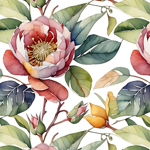 frelook Carta da parati autoadesiva da parete, motivo floreale, verde, decorazione vintage, per mobili, pareti, soggiorno, camera da letto, impermeabile, motivo floreale, 40 x 500 cm