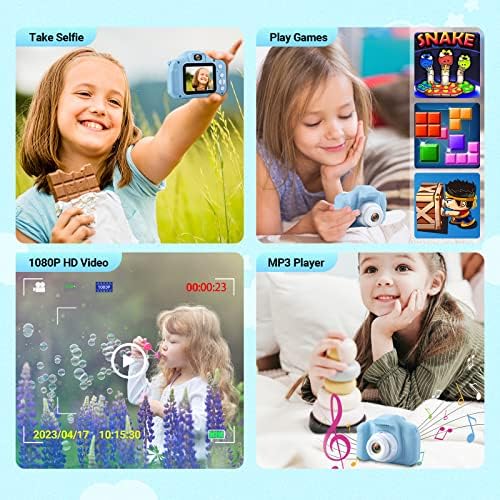 Kids Camera for Boys HOMHOW HD Kid Digital Video Camera for Girls Toddler Children, Selfie Camera Kid Toys Christmas Birthday Gift Age 3 4 5 6 7 8 9 Year, 2inch IPS Screen with 32GB SD Card Blue 6 517M3NTUt6L. AC