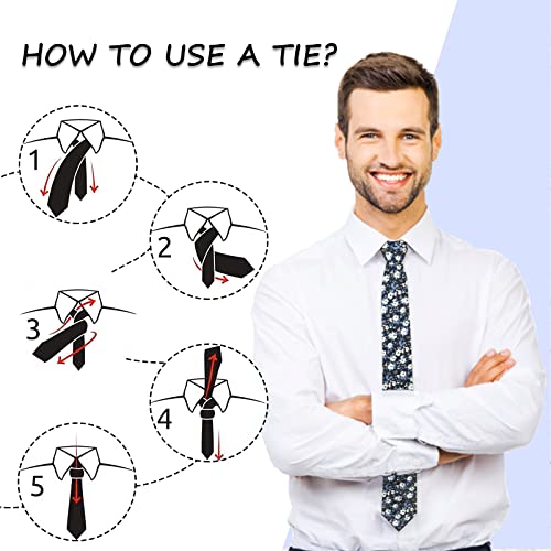 Image of Mantieqingway Men's Cotton Floral Neck Tie 2.56'' Printed Skinny Tie