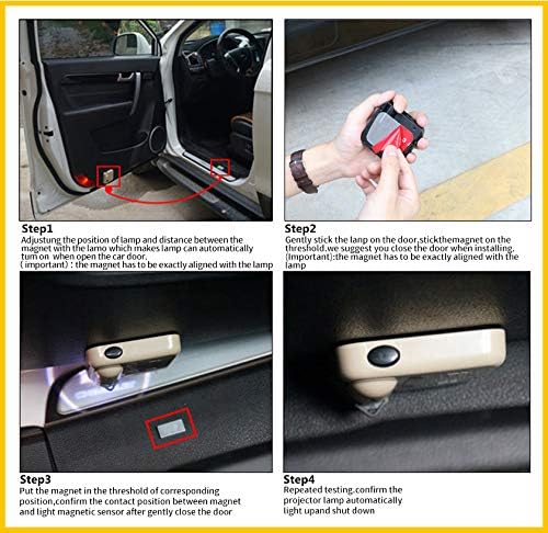 2PC Car Emblem Wireless Universal Car Projection LED Projector Door Shadow Light Welcome Light Emblem Logo Lamps Kit For all Cars,No Drilling Required (White)
