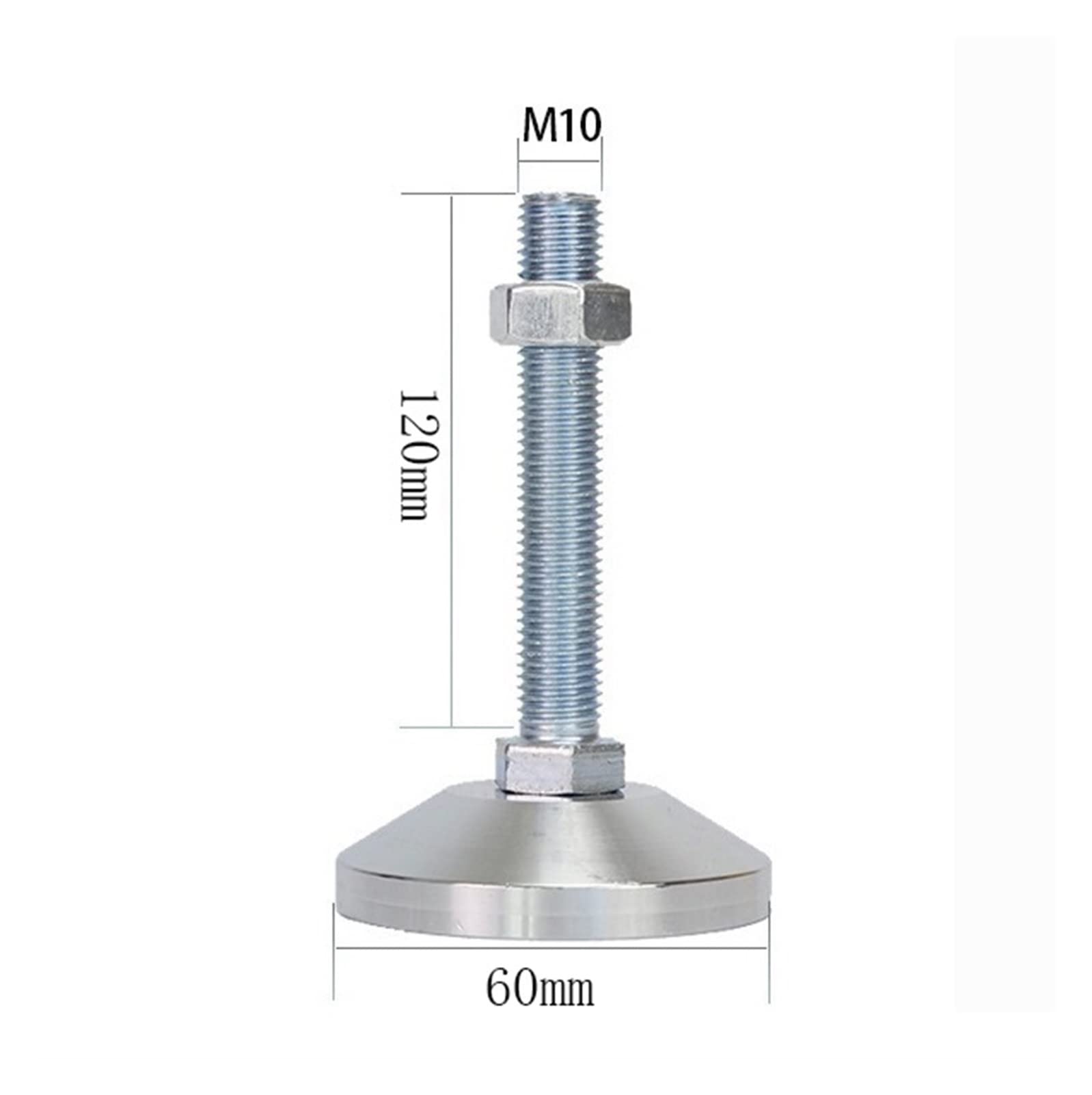 Piedini a Vite di livellamento, livellatore a Pedale Regolabile da 2,4" in Acciaio al Carbonio for impieghi gravosi for macchinari for mobili, 4 Pezzi (Size : D60*M10*L50mm)