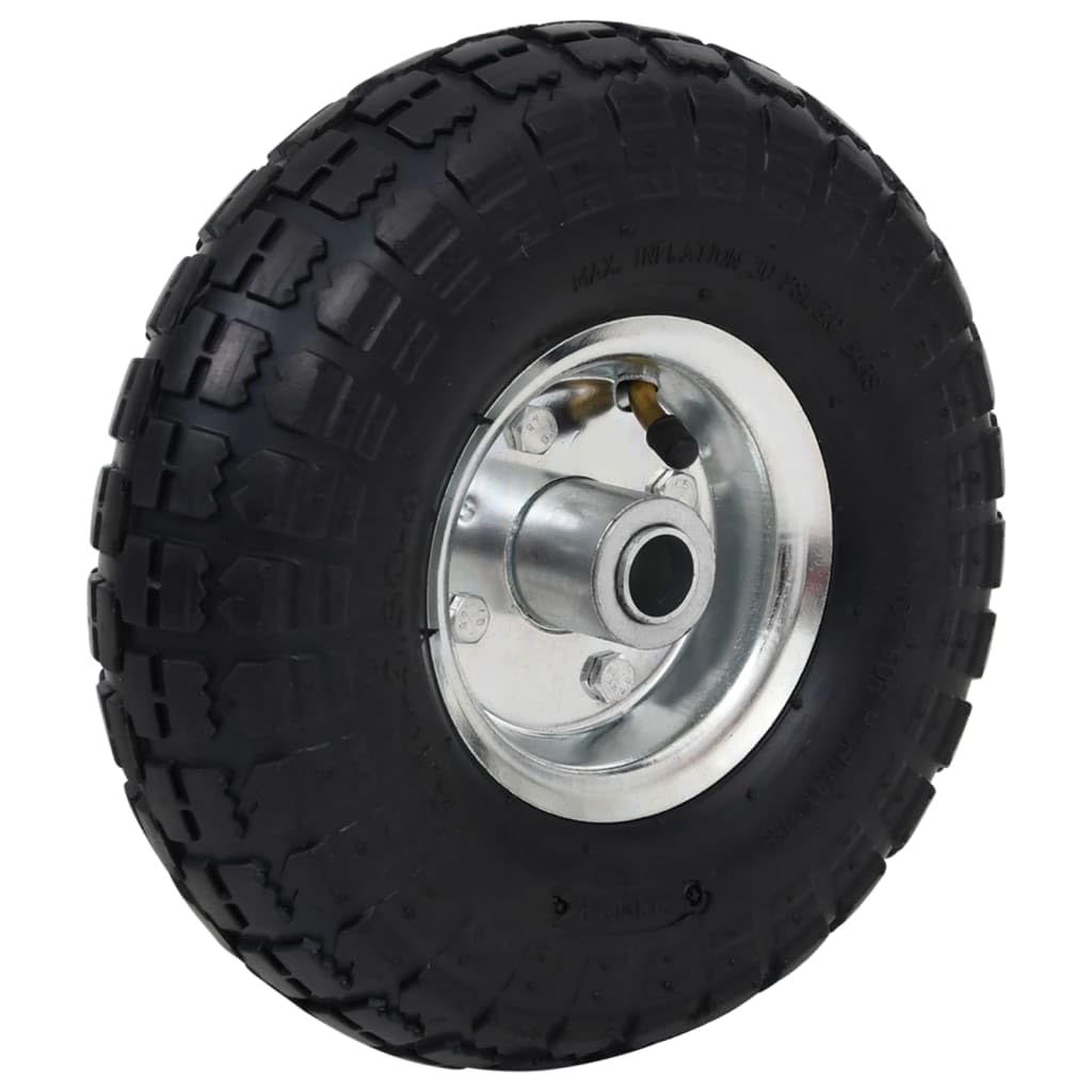 Sackkarrenräder 2 Stk. 260 x 83 mm Gummi 4,10 3,50-4, Metallfelge, pannensicher, 100 kg je Rad, für Sackkarren Handkarren Rollwagen Transportwagen Werkstatt Lager Garage