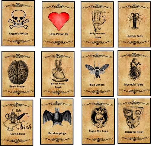 Halloween 48 mini laminated glossy bottle labels stickers