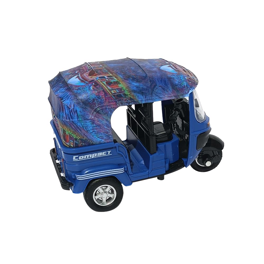 Plastic Pull Back Auto Ricksha for Kids Ages 3 and Above.