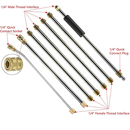 Varita de extensión de lavadora a presión Set 1/4 pulgadas Quick Connect 30 grados barra curvada