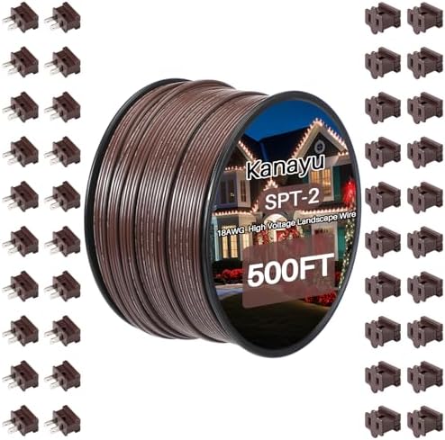 Kanayu 500 Ft SPT-2 High Voltage Landscape Wire 18 Awg 10 Amps Ou...