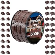 Kanayu 500 Ft SPT-2 High Voltage Landscape Wire 18 Awg 10 Amps Outdoor Electrical Wire Bulk with 20 Male Plug 20 Female Plug for Light Lamp LightsBrown