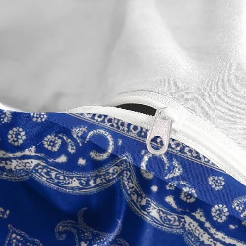 Linge de lit microfibre bleu 140x200 impression 3D cachemire - 8