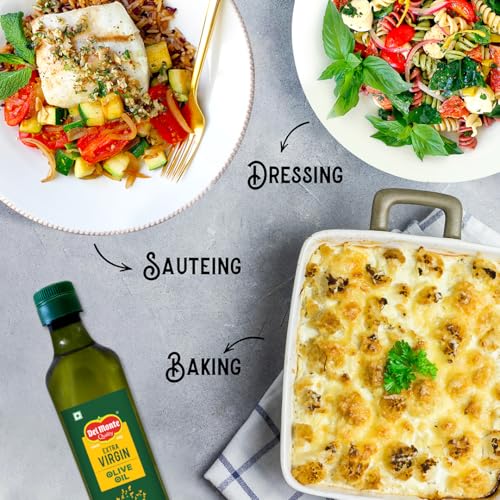 Image of Delmonte Extra Virgin Olive Oil (Imported)|Cold Extracted from A1 Grade Olives|Pure & Unrefined|Cholesterol & Trans Fat-Free,Natural Antioxidants,Rich in Vitamin E & K|500 Ml Pet Bottle. (Pack of 3)
