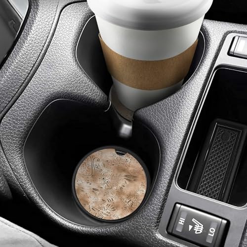 Portavasos para carro con patrón dibujado, madera 2.6 pulgadas miniatura 6