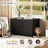 Fecuria Cat Litter Box Enclosure Furniture Dog Proof, Hidden Kitty Washroom Cabinet Low Entry, Wooden Cat Boxes Enclosure Odor Control for Home, Farmhouse Style Decorative TV Stand with Storage, Black #4