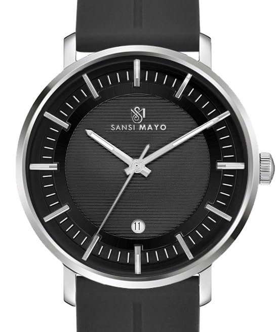 Image of SANSI MAYO Analog Watch for Men with Silicone Band | Magnetic Lock Strap | Japanese Quartz Movement | Water Resistant | Formal & Casual Wristwatch Gift