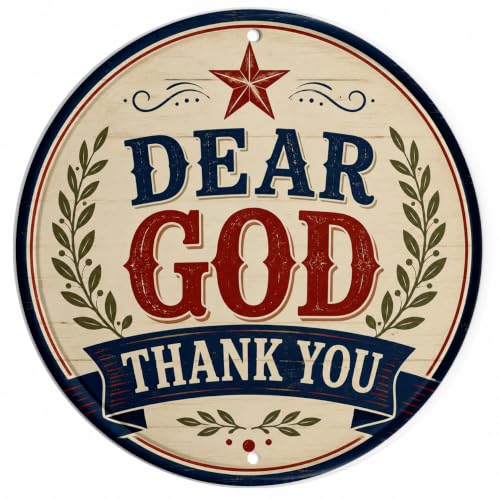 Dear God Thank You Metal Sign 8x8in Gratitude Prayer Faith Decor