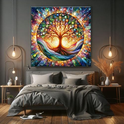 Tableau mosaïque Arbre de Vie 80x80 cm pour décoration zen