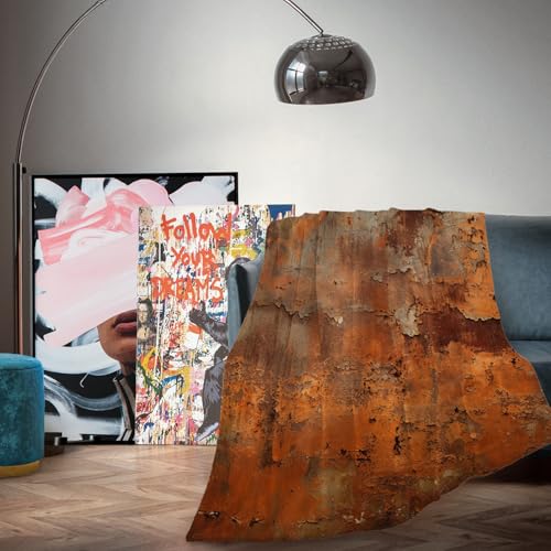 Shrahala Rusty Surface - Manta de felpa suave con textura de pintura pelada, microfibra de forro polar de doble cara cálida y ligera para sofá, cama, 60 x 40 pulgadas