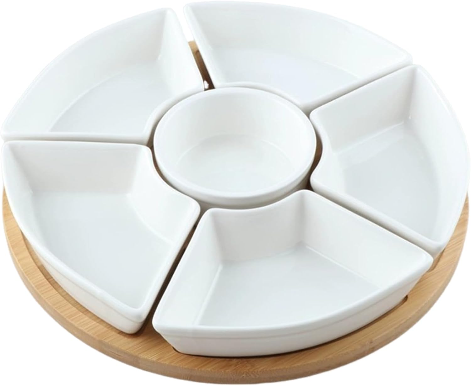 Serving Platters and Trays Rotatable Divided Veggie Fruit Platter Removable Serving Trays for Party Ceramic Serving Dishes Chips and Dip, Fruit, Veggies, Snacks, Serving Platters and Trays