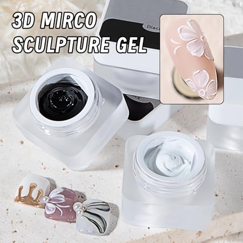 Gel para Uñas con Efecto Espejo Metálico Negro y Blanco miniatura 3