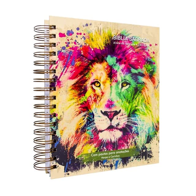 Bíblia Sagrada com Espaço para Anotações Harpa Avivada e Corinhos Lion Colors