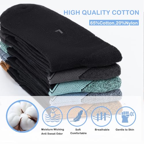 GLENMEARL Mens Crew Socks, 5 Pair Cushioned Work Socks for Men, Cotton Athletic Boot Sock, Moisture Wicking Sock for Hiking2