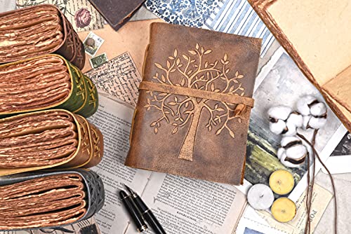Lined Journal Tree Of Life - Handmade Vintage Deckle Edge Paper – Leather Journal For Women Men By Leather Village (Distressed Brown, 10 Inches X 7 Inches) #TOP4