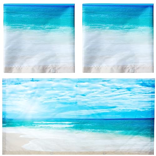 Image of Hortsun Pack of 2 Fluorescent Light Covers 4 x 2 Feet Magnetic Ceiling Light Cover Room Supplies for Home Office(Beach in Sunny Day)