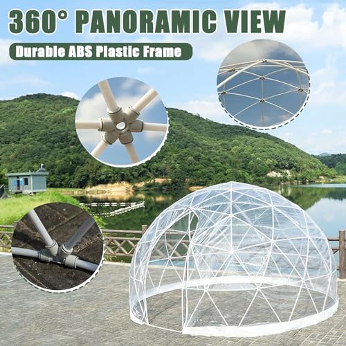Geodezyjna szklarnia kopułowa, odporny na warunki atmosferyczne, namiot ogrodowy, przezroczysty domek kopułowy Igloo na podwórko i imprezy, 3,7 x 2,2 m