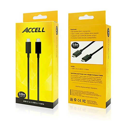 Accell Usb-C To C Cable - Usb-If Certified Superspeed+ Usb 3.1 Gen 2 (10 Gbps) - 2.6 Feet (0.8 Meters) - Retail Box #TOP4