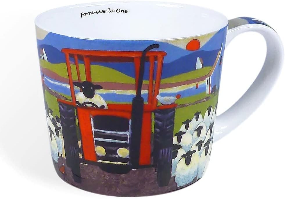 Thomas Joseph Ceramic Mug Bone China Sheep Design 11 Fl Oz Irish Symbol Housewarming Present (Morning Rush Hour), medium