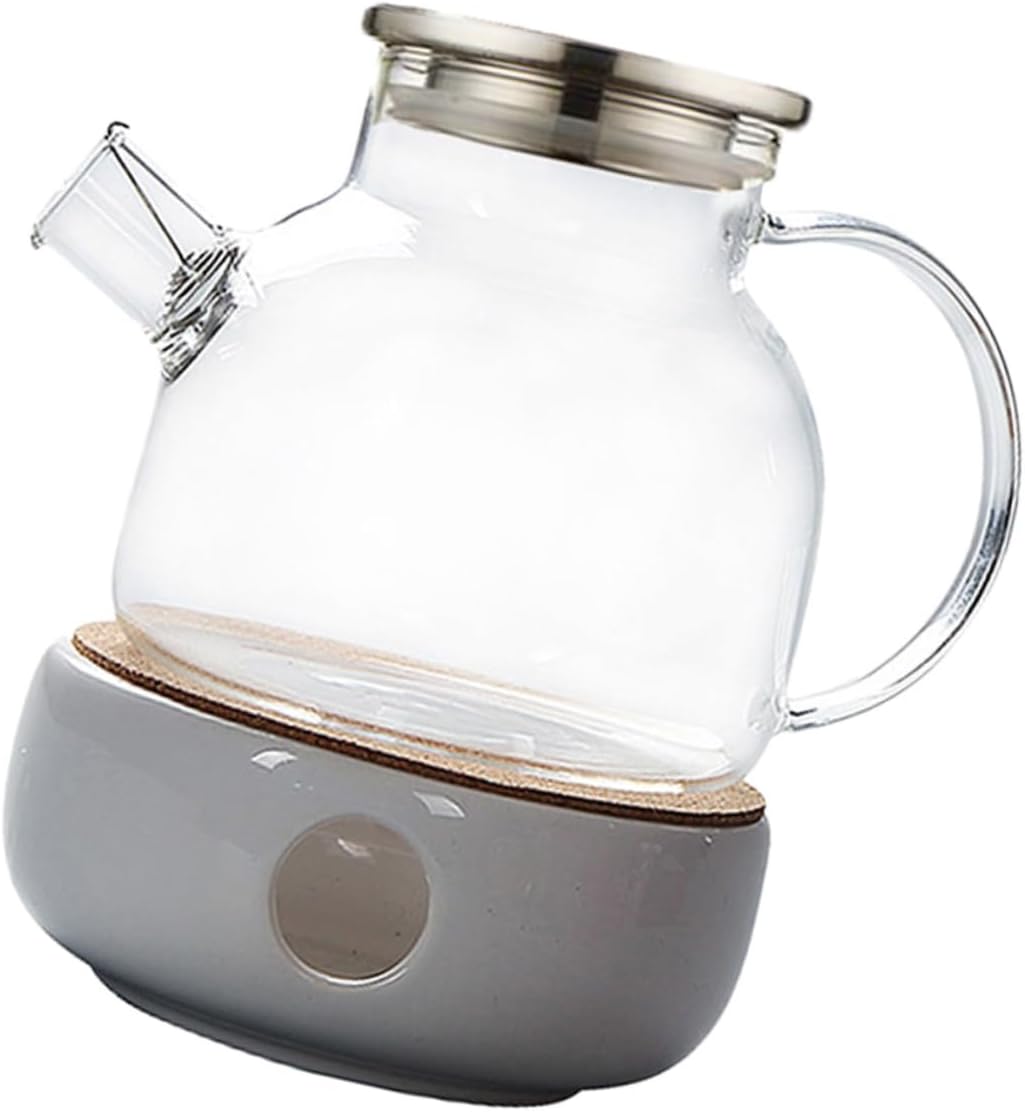 2pcs Vibrant Teapot Bamboo Lid Glass Tea Pot Warmer for Tea Scented Drinks