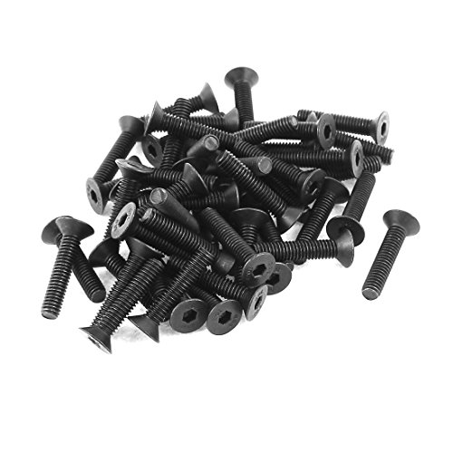 uxcell 50Pcs Black M4 x 20mm Alloy Steel Hex Socket Flat Head Countersunk Screws Bolts